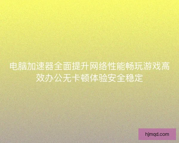 电脑加速器全面提升网络性能畅玩游戏高效办公无卡顿体验安全稳定
